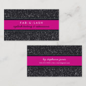 名刺モダントレンディーグリッターホットピンクブラック 名刺 (正面/裏面)