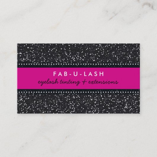 名刺モダントレンディーグリッターホットピンクブラック 名刺 (正面)