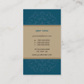 名刺モダン東洋曼荼羅ティール（緑がかった色）金ゴールド 名刺 (裏面)