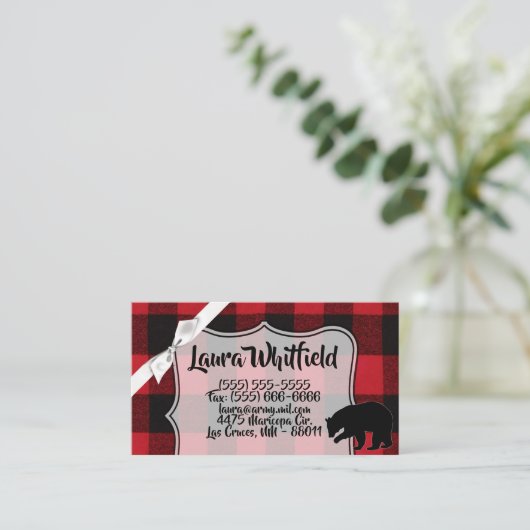 名刺レッドバッファロープレイドベアーブラック 名刺 (スタンド正面)