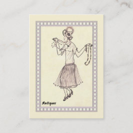 名刺レトロフラッパーガール1950のスケッチ 名刺