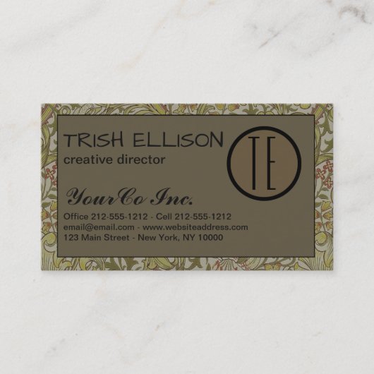 名刺ヴィンテージフローラソフトカスタムテンプレート 名刺 (正面)