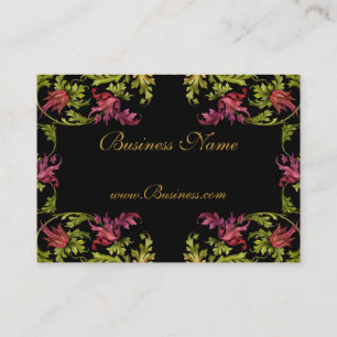 名刺ヴィンテージフローラフレームブラック金ゴールドピンク 名刺