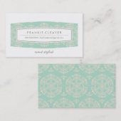 名刺ヴィンテージフローラルパタンミントクリーム 名刺 (正面/裏面)
