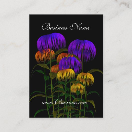 名刺ヴィンテージブラックイエローブルー花 名刺 (正面)