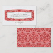 名刺ヴィンテージ花柄コーラルレッド 名刺 (正面/裏面)