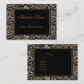名刺ヴィンテージ華美フレーム黒金ゴールド 名刺 (正面/裏面)