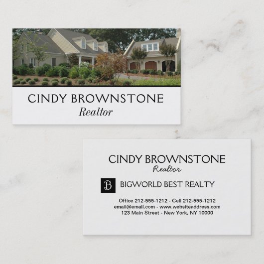 名刺不動産仲介業者写真カスタムテンプレートプレーン 名刺 (正面/裏面)