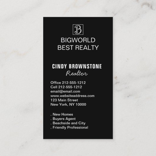 名刺不動産仲介業者写真カスタムテンプレートプレーン 名刺 (裏面)