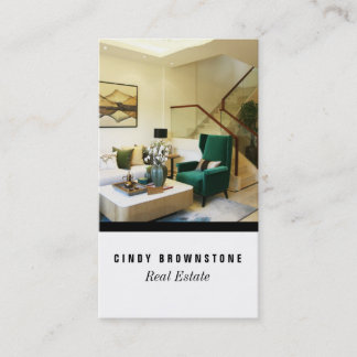 名刺不動産仲介業者写真カスタムテンプレートプレーン 名刺