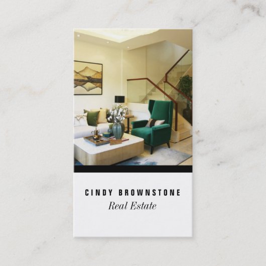 名刺不動産仲介業者写真カスタムテンプレートプレーン 名刺 (正面)