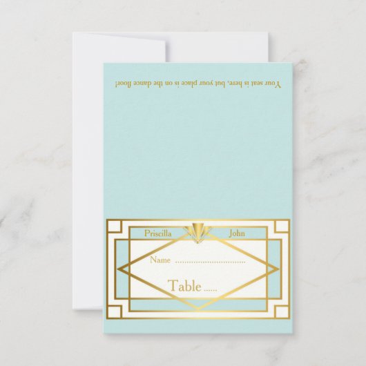 名刺台, 結婚式, 会議, グレートギャツビー, ミントホワイト 招待状 (正面)
