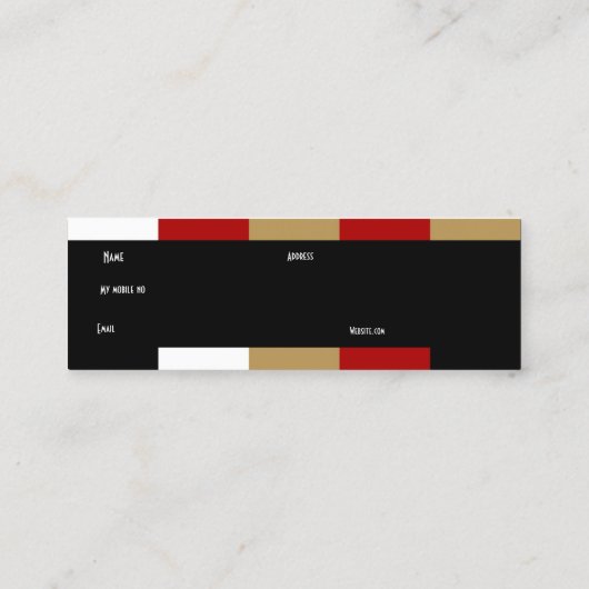 名刺抽象芸術レッド白黒タンジオ スキニー名刺 (裏面)