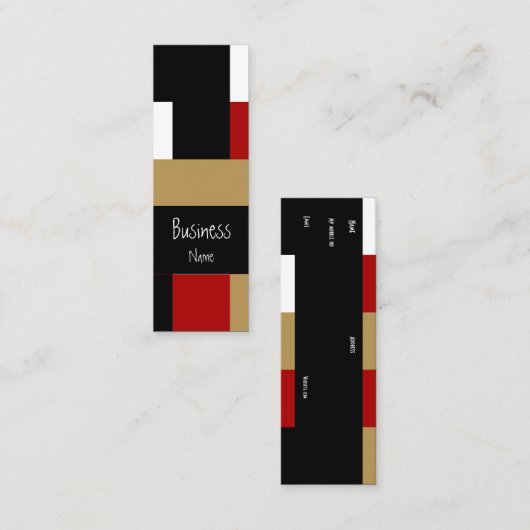 名刺抽象芸術レッド白黒タンジオ スキニー名刺 (正面/裏面)