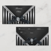 名刺白黒ストライプ銀財布 名刺 (正面/裏面)