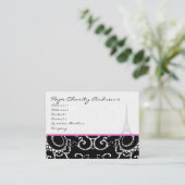 名刺白黒ダマスクエッフェルタワー 名刺 (スタンド正面)