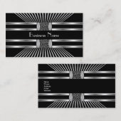 名刺白黒銀ストライプ2 名刺 (正面/裏面)