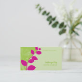 名刺自然葉シルエットピンクライム 名刺 (スタンド正面)