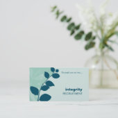 名刺自然葉シルエットミントティール（緑がかった色） 名刺 (スタンド正面)