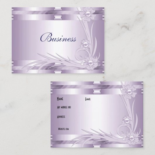 名刺薄紫の保存アールデコフローラ 名刺 (正面/裏面)