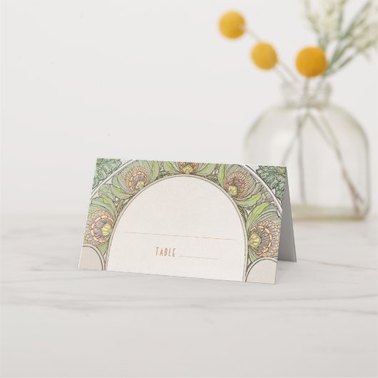 名刺表結婚ヴィンテージアールヌーボー プレイスカード (正面)