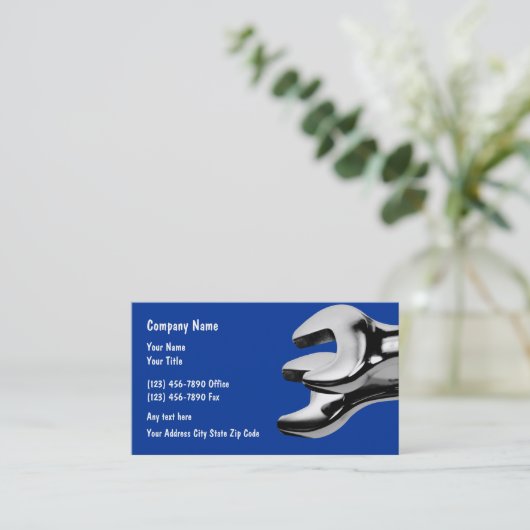 名刺車のカー整備士レンチ 名刺 (スタンド正面)