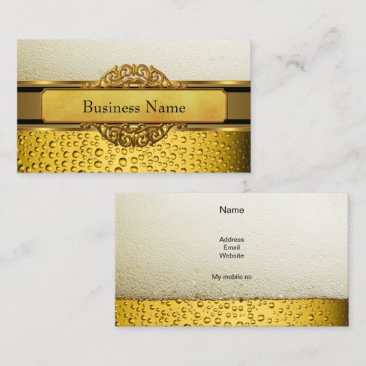 名刺金ゴールドアンバービールエール黒 名刺 (正面/裏面)