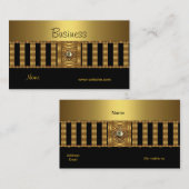 名刺金ゴールドオン金ゴールドブラックストライプ 名刺 (正面/裏面)