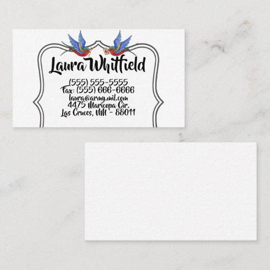 名刺鳥刺伝統的青雀鳥 名刺 (正面/裏面)