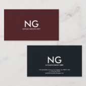 -名刺001b Elegance、あずき色/黒女性 名刺 (正面/裏面)