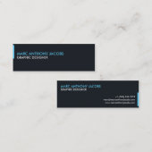 名刺002 -モダンなミニマル、黒い/青 スキニー名刺 (正面/裏面)