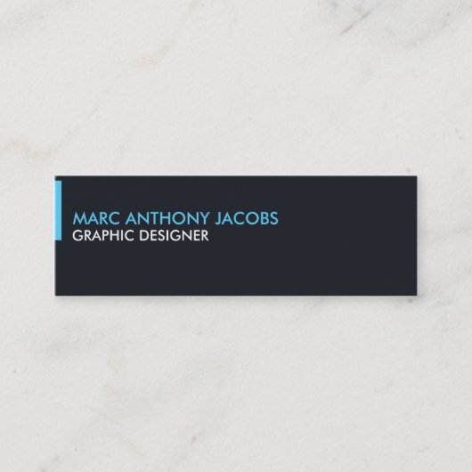 名刺002 -モダンなミニマル、黒い/青 スキニー名刺 (正面)