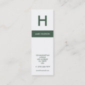 名刺003 -スリム、スタイリッシュ緑/白 スキニー名刺 (裏面)