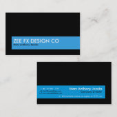 名刺007 -はっきりしたなExec Company黒い/Blue 名刺 (正面/裏面)