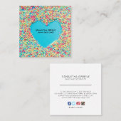 名刺|のカラフルを振りかけますハートを振りかけます スクエア名刺 (正面/裏面)