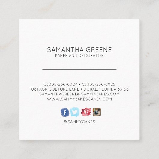 名刺|のカラフルを振りかけますハートを振りかけます スクエア名刺 (裏面)