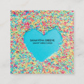 名刺|のカラフルを振りかけますハートを振りかけます スクエア名刺 (正面)