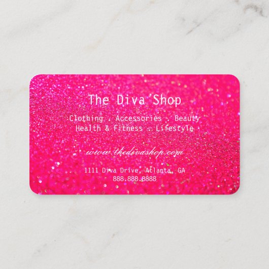 名刺|のグリッターのクレジットカードのピンク 名刺 (裏面)
