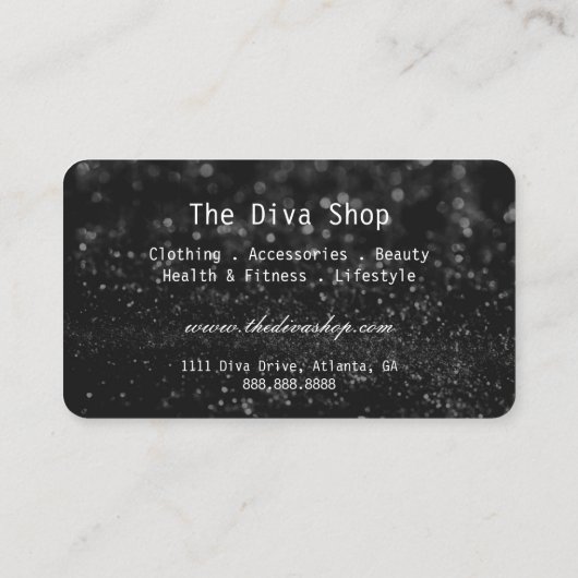 名刺|のグリッターのクレジットカードの黒 名刺 (裏面)