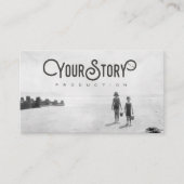 名刺|のビーチの写真の古いヴィンテージの子供 名刺 (正面)