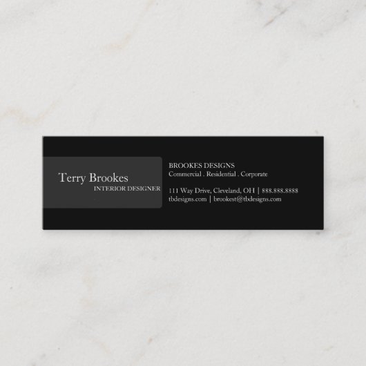 名刺|のプロフィールIII |blk スキニー名刺 (正面)