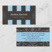 名刺>インテリア・デザイン[青い] 名刺 (正面/裏面)