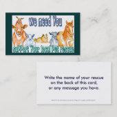 名刺、カスタマイズ可能なペット救助 名刺 (正面/裏面)