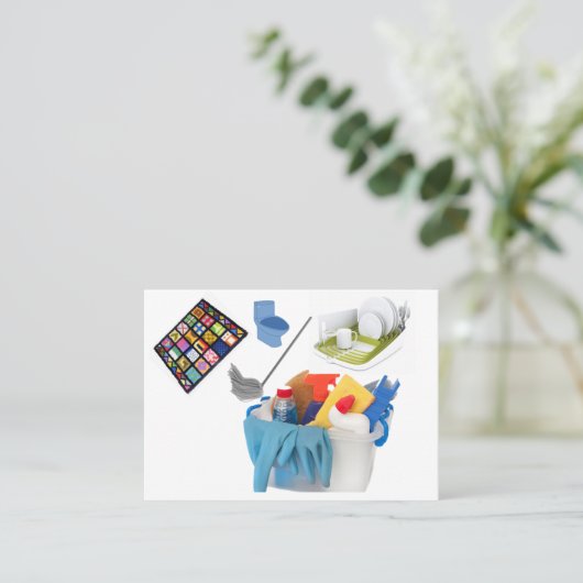 名刺、クリーニングサービス名刺 名刺 (スタンド正面)