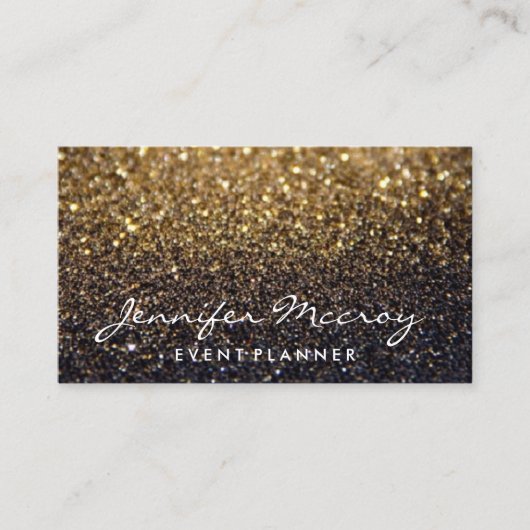 名刺-グリッターグきらめくラマー金ゴールド 名刺 (正面)
