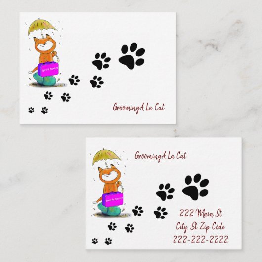 名刺、グルーミングキャットポーズ名刺 名刺 (正面/裏面)