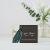 名刺-ティール（緑がかった色）のヴィンテージの孔雀8及びエッチング 名刺 (スタンド正面)