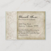 名刺-ティール（緑がかった色）のヴィンテージの孔雀8及びエッチング 名刺 (裏面)