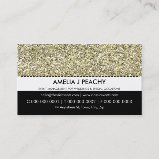 名刺::トレンディーシンプル金ゴールドグリッター効果 名刺 (正面)