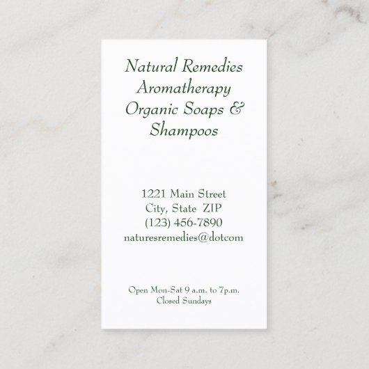 名刺--ハーブ 名刺 (裏面)